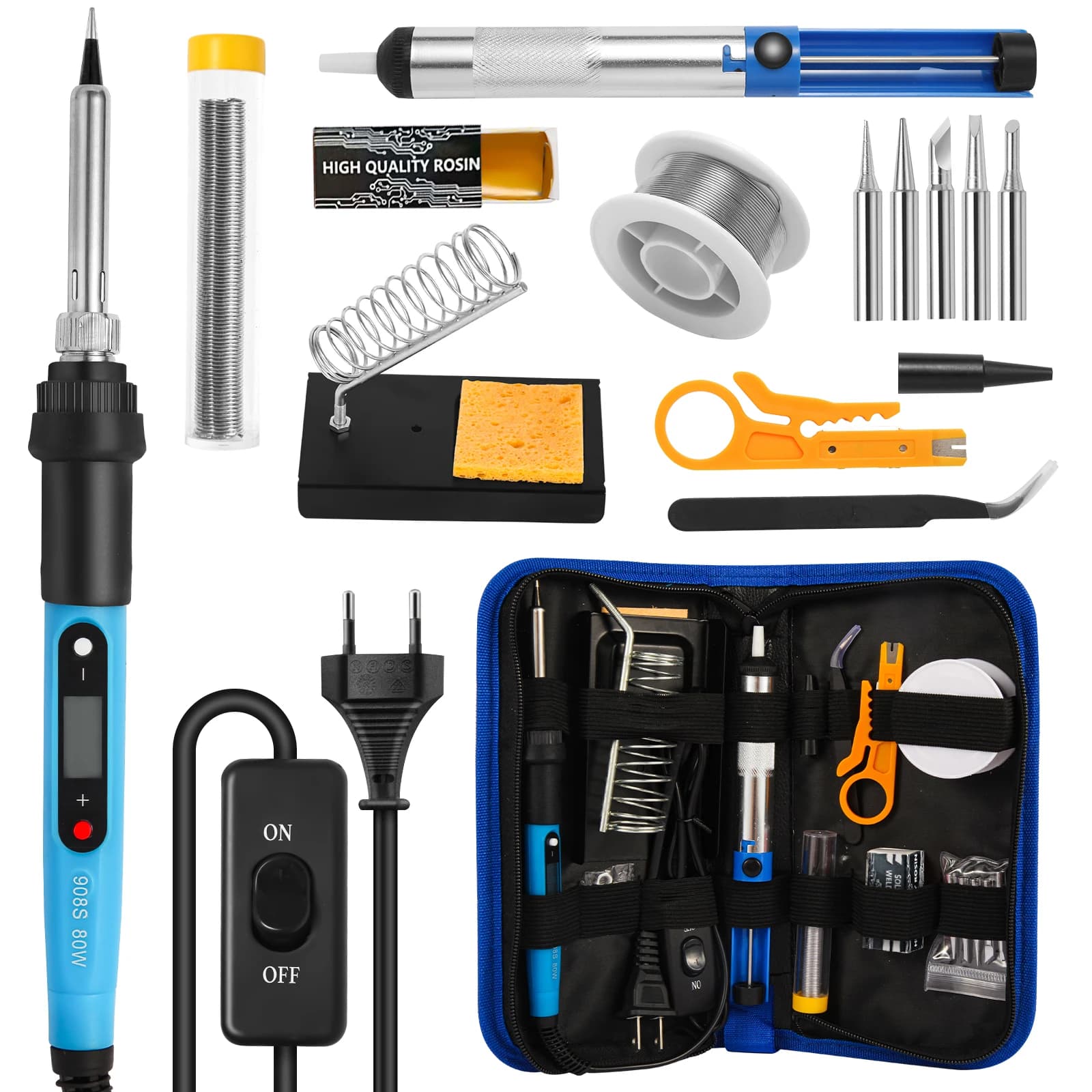 Kit Ferro de Solda com Estanho, Resina e Sugador